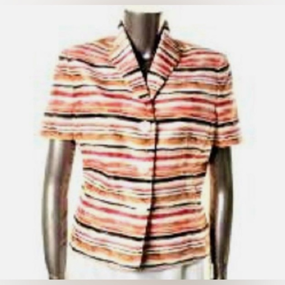 NWT Le Suit Jacket/Blazer Orange/White Stripes 10 Career Summer Breezy Cool